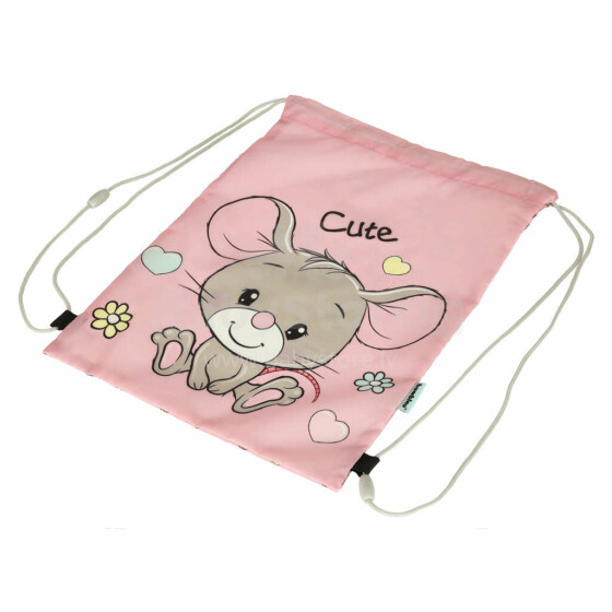 Ikonka Art.KX3768_2 Children's shoe bag mouse pink