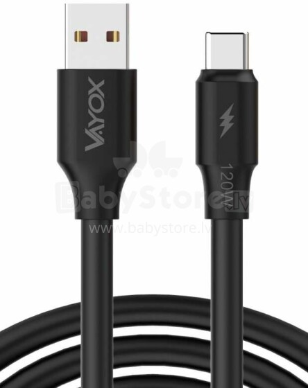 Ikonka Art.KX4240 USB-USB-C cable with two ends 120W 3A 1m black