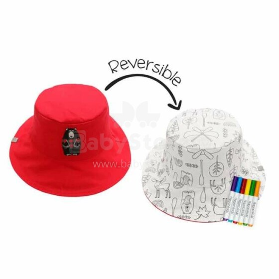 FlapJack Reversible Colouring Sun Hat Art.FIKCS910M  Bērnu  divpusēja/krāsojama panama ar flomasteriem