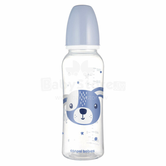 CANPOL BABIES šaura kakla pudelīte CUTE ANIMALS, 250 ml, 11/841_blu