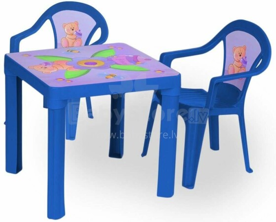 Mochtoys Set Art.169050 Blue  Bērnu komplekts, galds+ 2 krēsli