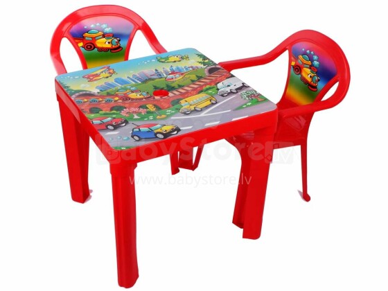 Mochtoys Set Art.169051 Red  Bērnu komplekts, galds+ 2 krēsli