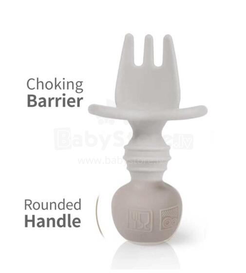 La Bebe™ Basic  Silicone Fork Art.169084 Light Beige Mīkstā silikona dakšiņa 7.8 cm,no 6 mēn