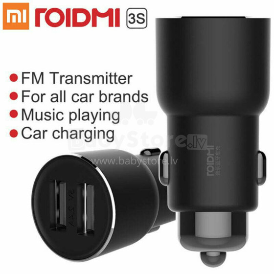 Xiaomi ROIDMI 3S FM Transmiter / Bluetooth MP3 / Auto Ladētājs Dual USB 2.4A Melns