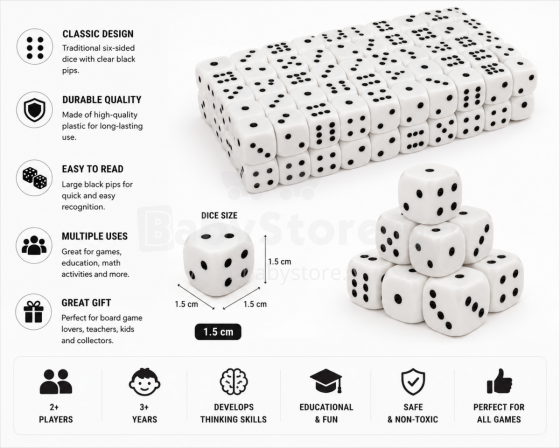 I-Toys Cube Art.173091 Игральные кости 1,5 см,1 шт