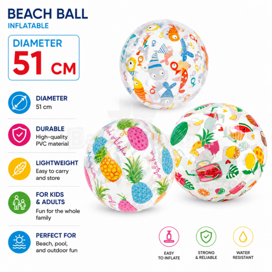 I-Toys Beach Ball Art.176811 Bright inflatable beach ball 51 cm