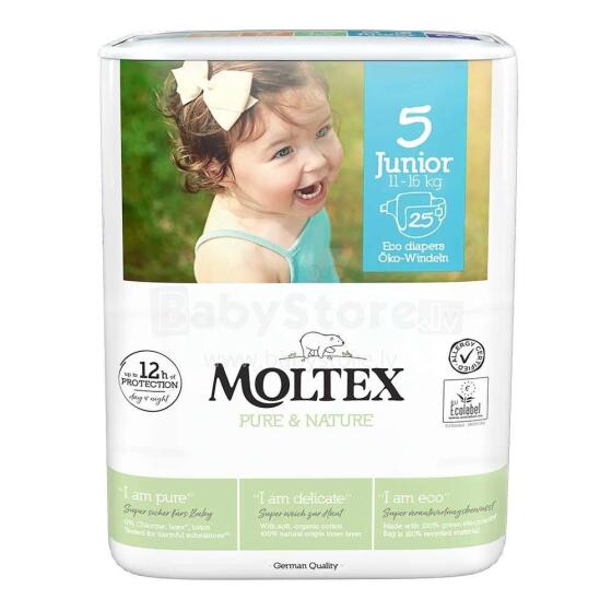 Moltex Nature Junior 5 Art.177817 ekologiškos sauskelnės 5 Junior 11-25 kg 25 vnt.