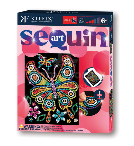 KITFIX DIY „Sequin Art“ raudonasis rinkinys „Gintarinis drugelis“