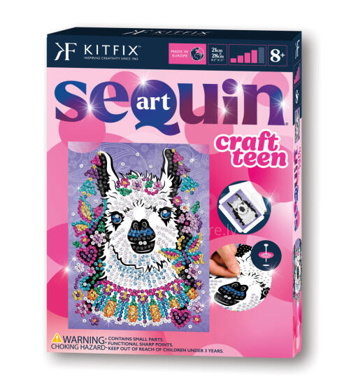 KITFIX Amatniecības komplekts Sequin Art Craft Teen spīdumiņu māksla, Lama