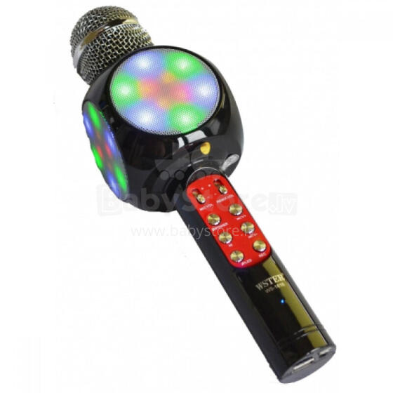 Goodbuy LED 360 karaoke mikrofons ar Bluetooth skaļruni | 5W | aux | balss modulators | USB | Micro SD melns