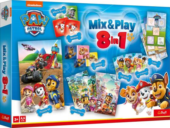 TREFL PAW PATROL 8in1 Mix&play galda spēļu komplekts