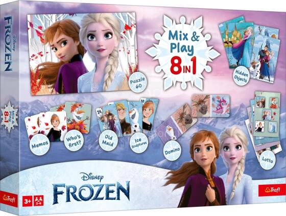 TREFL FROZEN lauamängude komplekt 8in1 Mix&play