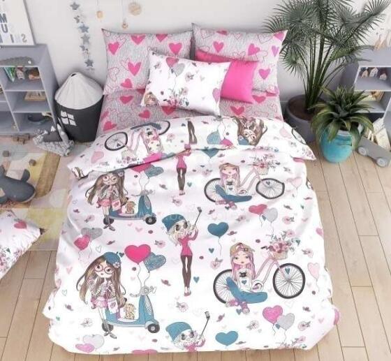 Vasilek Bedding Set  Art.183779  Хлопковое постельное белье из 3-х частей 143х215/50x70см