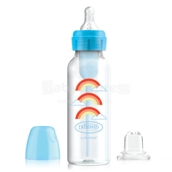 SB8192 8 oz/250 ml PP Narrow Options+ Bottle to Sippy Starter Kit, Blue Rainbows (+L3 Nipple)