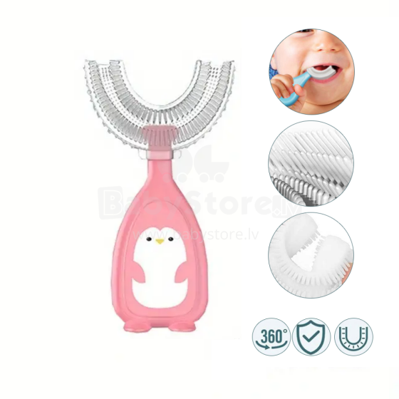 Bebe Basic Kids U-Shaped Toothbrush Art.h01 Col.Pink U-kujuline hambahari