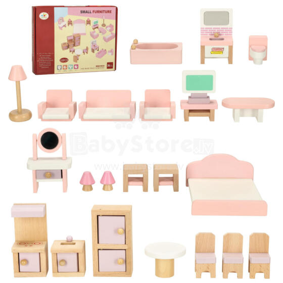 Ikonka Art.KX3437 Dolls' house furniture wooden pink