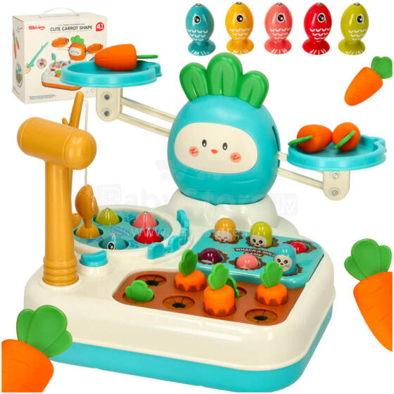 Ikonka Art.KX3610_1 Cute carrots interactive toy 4in1 blue