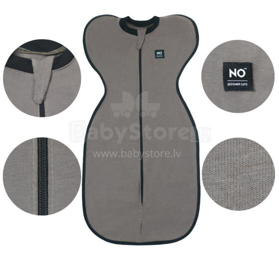 La Bebe™ NO Swaddle Up S Art.184766 Grey  Хлопковая пелёнка-спальный мешок для комфортного сна, пеленания S раз.