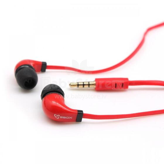 Sbox Stereo Earphones With Microphone EP-038 Red