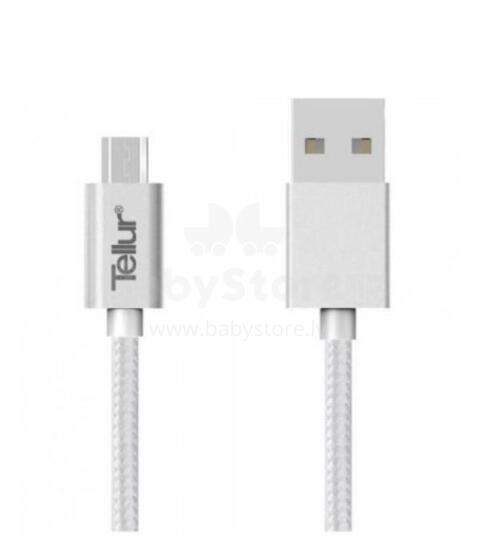 Tellur Data cable, USB to Micro USB, Nylon Braided, 1m silver