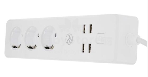 Tellur WiFi Power Strip, 3 Outlets, 4*USB 4A, 2200W, 10A, 1.8m