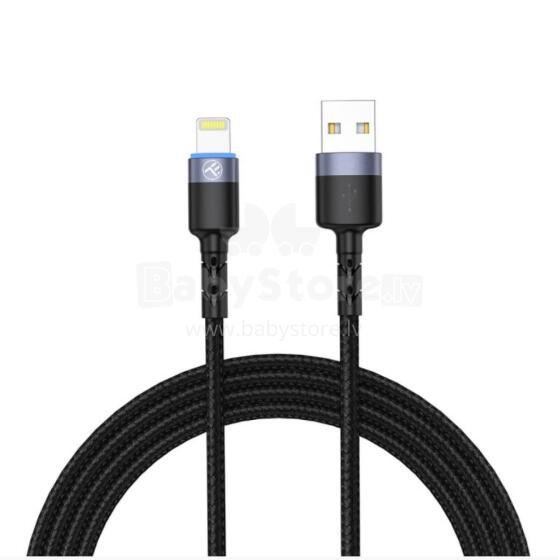 Tellur Data cable USB to Lightning LED, Nylon Braided, 1.2m black