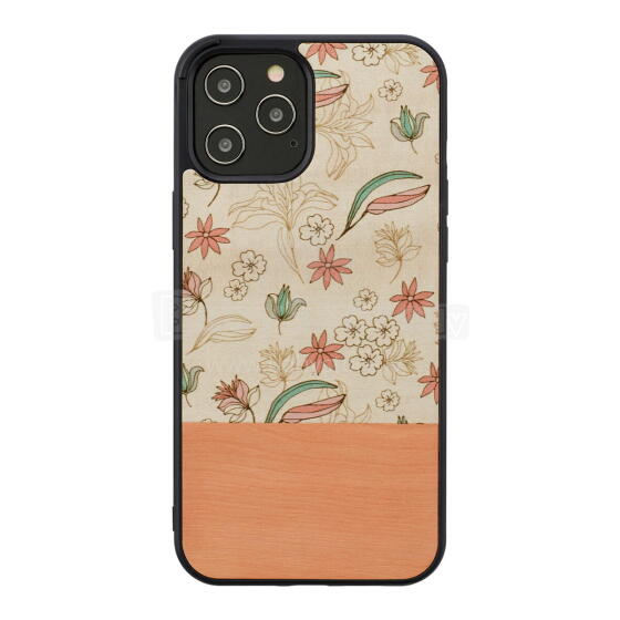 MAN&WOOD case for iPhone 12/12 Pro pink flower black