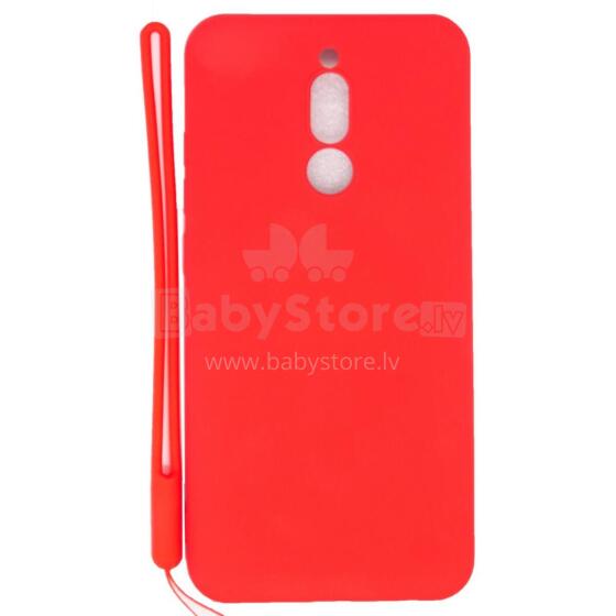 Xiaomi Redmi 8 Soft Touch Silicone Case with Strap Red