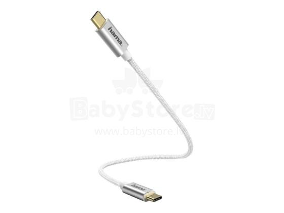 Hama 00183332 Charging/Data Cable, USB Type-C - USB Type-C 0.2m White