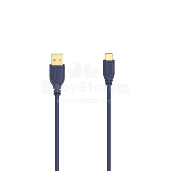 Hama 00200635 Flexi-Slim USB-C Cable 0.75m Blue Depths