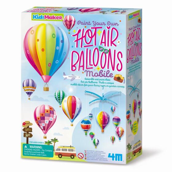 4M KidzMaker DIY komplekts Izkrāsojams gaisa balonu karuselītis