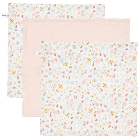 Little Dutch Facecloths Art.TE50751450 Soft Pink   Натуральная многофункциональная накладка 3 шт.(26x26см)