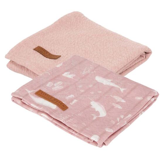 Little Dutch Muslin Swaddles Art.TE50320650 Ocean Pink Высококачественная муслиновая пелёнка из бамбука, 2 шт. (70x70 см)