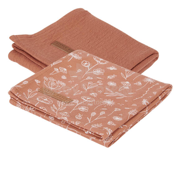 Little Dutch Muslin Swaddles Art.TE50321061 Wild Flower Rust Kvaliteetne musliini mähe bambusest, 2 tk. (70x70 sm)