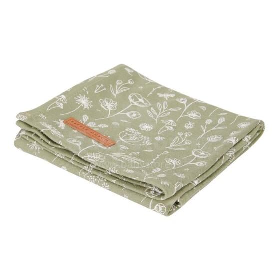 Little Dutch Muslin Swaddles Art.TE50421011 Flower Olive Высококачественная муслиновая пелёнка из бамбука, 1 шт. (120x120 см)