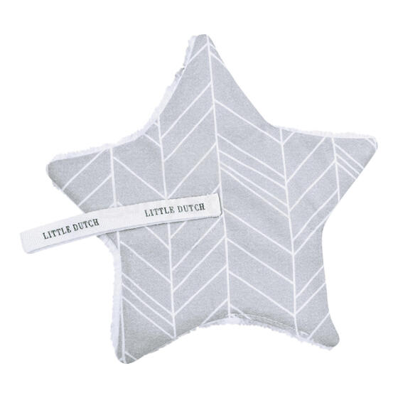 Little Dutch  Pacifier Cloth Art.3935 Grey Leaves  lutikett looduslikust puuvillast