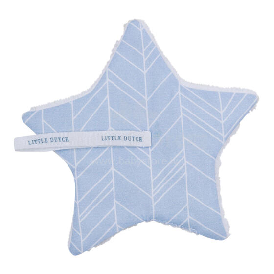 Little Dutch  Pacifier Cloth Art.3926 Blue Leaves   Клипса для детской пустышки из натурального хлопка