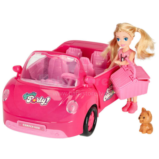 Ikonka Art.KX3454 Doll car convertible pink 4 el.