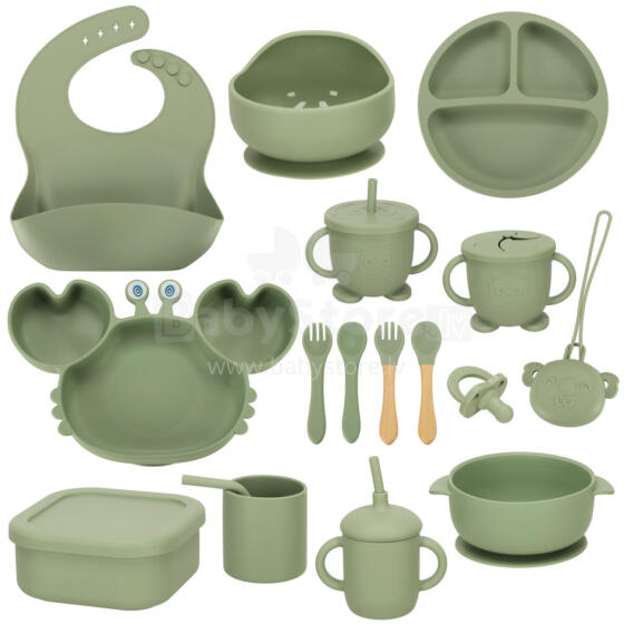 Ikonka Art.KX3697_1 Children's silicone cookware crab 19 el green