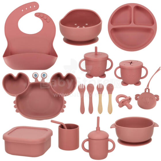 Ikonka Art.KX3697 Children's silicone crockery crab 19 el dark pink