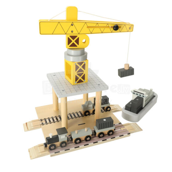 Ikonka Art.KX3774 Wooden crane crane seaport + car ship