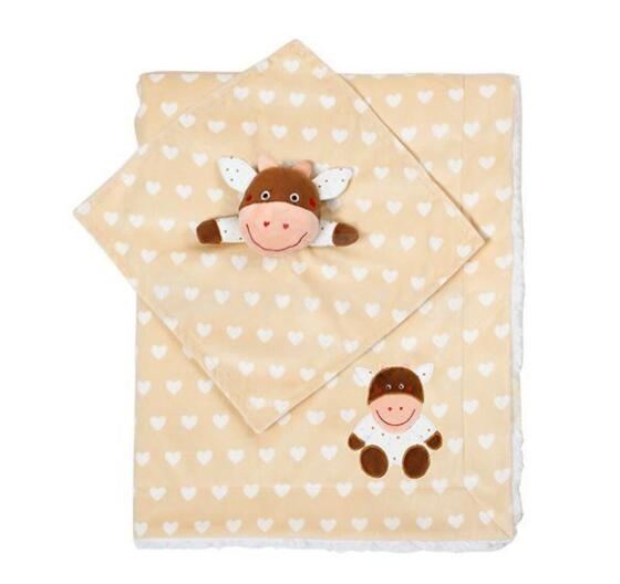 Double-sided minky blanket with the baby’s first little friend