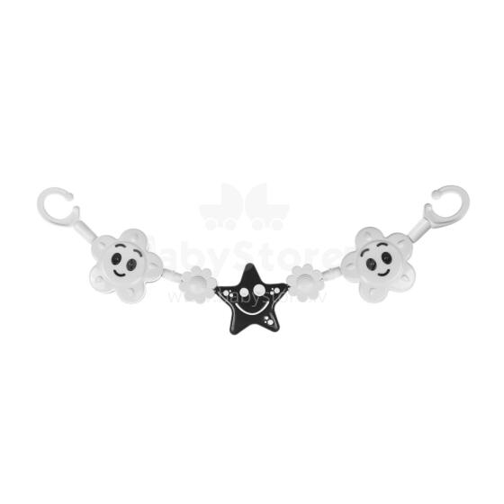 Pram rattle, black & white, star, 150