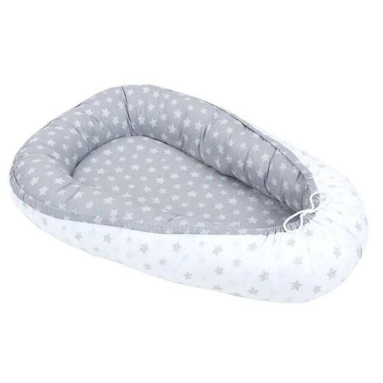 MamoTato baby nest ( cocoon ) - double-sided, stars, white / grey