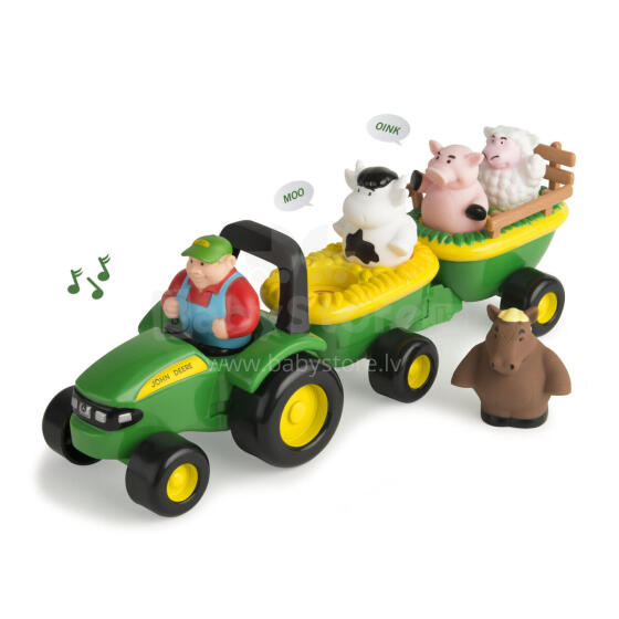 JOHN DEERE tractor playset with animals Animal Sounds Hayride, 42947/34908