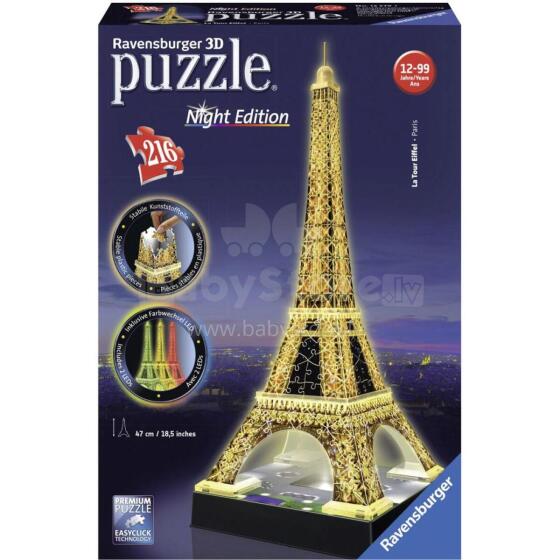 RAVENSBURGER dėlionė 216d. Eiffel Tower-Night, 125791