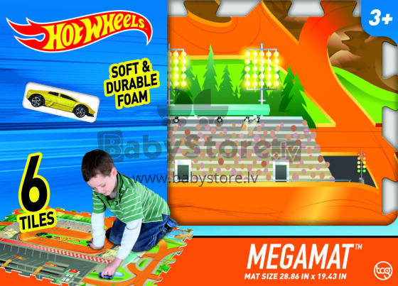 TCG play mat with vechile Hot Wheels 6-piece Tile Mega Mat, 30746