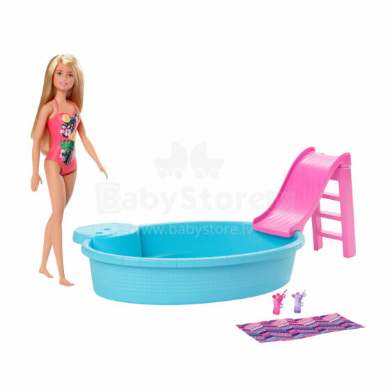 BARBIE Barbės rinkinys baseinas su lėle, GHL91