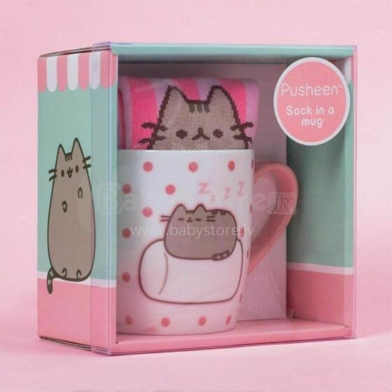 PUSHEEN rinkinys Marshmallow (puodelis + kojinės), PUSHSMMSH