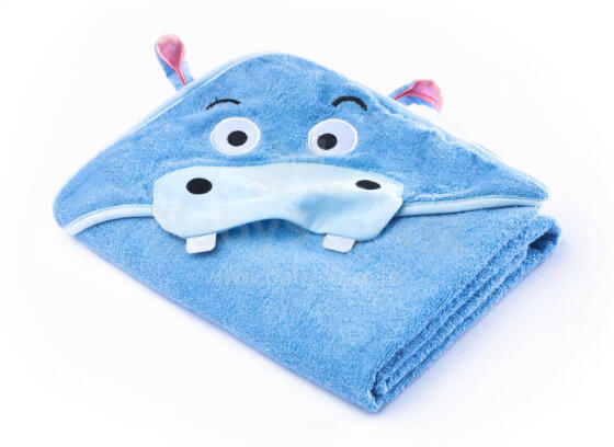 Water Friends soft bath towel – blue hippo